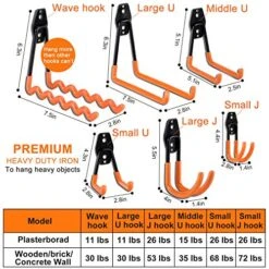 AOBEN Garage Hooks,24Pack Heavy Duty Garage Hanger Organizer Anti-Slip Double Wall Garage Storage Hooks For Ladder, Power Tool,Bike,Ropes (23 Hooks & 1 Hoder Strap)-Orange 13 AOBEN Garage Hooks,24Pack Heavy Duty Garage Hanger Organizer Anti-Slip Double Wall Garage Storage Hooks For Ladder, Power Tool,Bike,Ropes (23 Hooks & 1 Hoder Strap)-Orange -GENERIC Shop 5101a96Fi0L