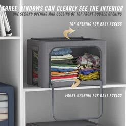 3 Pack Clothes Storage Organizer Bins - Foldable Metal Frame Storage Bins Stackable Oxford Cloth Fabric Container Organizer Set With Carrying Handles And Clear Window (Medium-36L, Dark Grey) 18 3 Pack Clothes Storage Organizer Bins - Foldable Metal Frame Storage Bins Stackable Oxford Cloth Fabric Container Organizer Set With Carrying Handles And Clear Window (Medium-36L, Dark Grey) -GENERIC Shop 51044XMAAFL