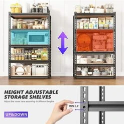 REIBII Garage Shelving Heavy Duty Storage Shelves 1500 LBS 5-Tier Metal Shelving For Garage Storage Shelves Heavy Duty Shelving Unit Adjustable Storage Shelving For Pantry Warehouse Basement Black -GENERIC Shop 5104sBJfEtL