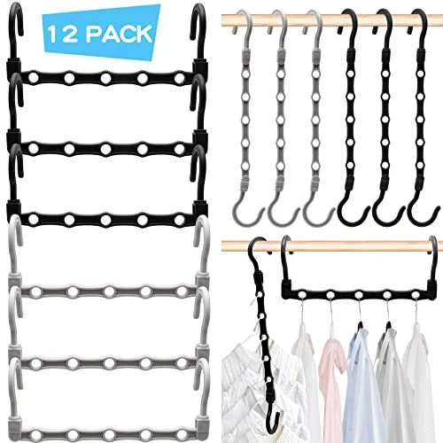 Closet Organizer,12 Pack Stronger Closet Organizers And Storage Clothes Hanger With 5 Holes Closet Storage For Heavy Clothes,College Dorm Room Essentials Magic Closet Organization Space Saving Hangers 1 Closet Organizer,12 Pack Stronger Closet Organizers And Storage Clothes Hanger With 5 Holes Closet Storage For Heavy Clothes,College Dorm Room Essentials Magic Closet Organization Space Saving Hangers