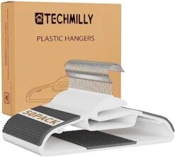 TECHMILLY 30 Pack S-Slide Plastic Hangers, Heavy Duty, Non Slip Space Saving Protect Collar Design Coat Hanger With 360° Swivel Hook, Clothes Organizer For Closet Grey -GENERIC Shop 510DjcY PzL. AC