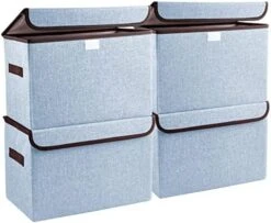 Bagnizer Large 22 Quart Linen Fabric Foldable Storage Bin Cube Organizer Basket With Flip-Top Lid & Handles, Large Clothes Blanket Box For Nursery, Playroom, Home, Office, Closet, Gray, 4 Pack 14.6 X 9.5 X 9.5” -GENERIC Shop 510DrB5aDZL. AC