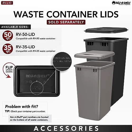 Rev-A-Shelf 4WCBM-2430DM-2 Double 30-Quart Maple Bottom Mount Kitchen Pullout Trash Can Waste Container With Soft Open & Close Slide System, Silver 3 Rev-A-Shelf 4WCBM-2430DM-2 Double 30-Quart Maple Bottom Mount Kitchen Pullout Trash Can Waste Container With Soft Open & Close Slide System, Silver - Image 3