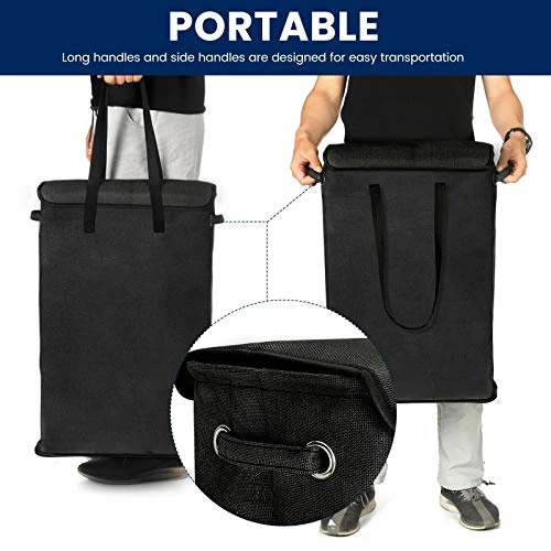 GENERIC Slim Laundry Basket With Lid, Tall Thin Laundry Hamper With Handles, Waterproof Lining Narrow Dirty Clothes Hamper For Bathroom Bedroom Dorm Nursery Organization Storage (45L, Black) 2 GENERIC Slim Laundry Basket With Lid, Tall Thin Laundry Hamper With Handles, Waterproof Lining Narrow Dirty Clothes Hamper For Bathroom Bedroom Dorm Nursery Organization Storage (45L, Black) - Image 2