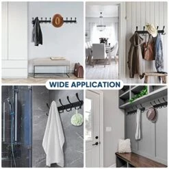 TICONN Wall Mounted Coat Rack, Five Heavy Duty Tri Hooks All Metal Construction For Jacket Coat Hat In Mudroom Entryway (Matte Black, 2-Pack) -GENERIC Shop 510aFpdxqWL