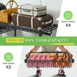 Raybee 77" H Clothes Rack Heavy Duty Loads 900LBS Clothes Racks For Hanging Clothes Adjustable Clothing Rack Heavy Duty Garment Rack Metal Free Standing Closet With 2 Big Baskets 74.8" Wx77 Hx18 D -GENERIC Shop 510h7GNUWxL
