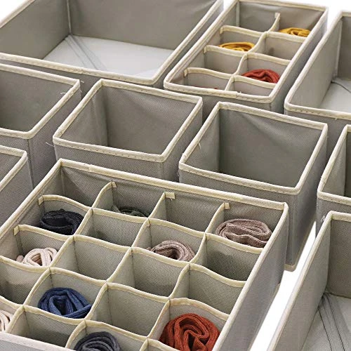 DIOMMELL Set Of 21 Foldable Cloth Storage Box Closet Dresser Drawer Organizer Fabric Baskets Bins Containers Divider For Baby Clothes Underwear Bras Socks Lingerie Clothing,Grey 11-4249 3 DIOMMELL Set Of 21 Foldable Cloth Storage Box Closet Dresser Drawer Organizer Fabric Baskets Bins Containers Divider For Baby Clothes Underwear Bras Socks Lingerie Clothing,Grey 11-4249 - Image 3
