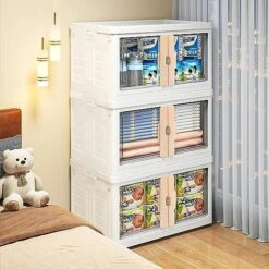 4Pcs Plastic Storage Containers With Handle For Clothes Organizing Cabinet Stackable Lidded Storage Bins With Wheel,8.5Gal Collapsible Storage Box For Snacks Pantry Bedroom Closet Playroom Office -GENERIC Shop 511Fq8HIbqL. AC