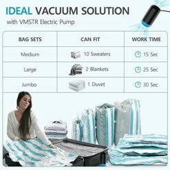 VMSTR Vacuum Storage Bags With Electric Pump - Vacuum Sealer Bags(4Jumbo/3Large/3Medium), Travel Luggage Packing For Clothes And Clothing, Vacuum Seal Bags For Bedding, Comforters, Duvets, Blankets, Pillow -GENERIC Shop 511MSocWvdL