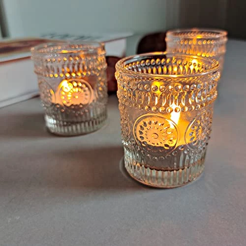 WDHODEC Clear Tealight Candle Holders Set Of 24, Fall Votive Candle Holders, Vintage Tea Lights For Birthday Party, Wedding Halloween Decoration 2 WDHODEC Clear Tealight Candle Holders Set Of 24, Fall Votive Candle Holders, Vintage Tea Lights For Birthday Party, Wedding Halloween Decoration - Image 2