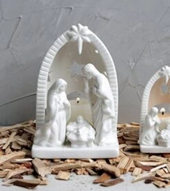 Creative Co-Op Ceramic Nativity Tealight Holder, 6.5 Inch, White -GENERIC Shop 5122sHHC2cL