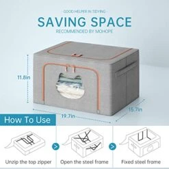 MOHOPE Stackable Clothing Storage Bin, 2 Pack 66L Cationic Fabric Metal Frame Foldable Closet Organizer With Durable Handle Storage Containers For Thick Fabric Blankets, Comforters, Clothes, Bedding -GENERIC Shop 512DzOxeaWL