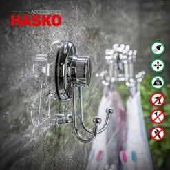 HASKO Accessories - Powerful Vacuum Suction Cup Hooks - Organizer For Towel, Bathrobe And Loofah - Strong Stainless Steel Towel Hooks For Bathroom & Kitchen, Towel Hanger Storage (2 Pack) -GENERIC Shop 512RQRoj4eL