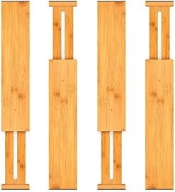 Pipishell 4-Pack Bamboo Drawer Dividers, 17.5-20.8" Adjustable Separators Expandable Drawer Divider Organizers Kitchen Utensils Organization Extra Long For Dresser Bedroom Bathroom Office 2.5" High -GENERIC Shop 512TenEisxL. AC