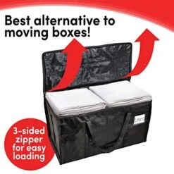 BAG-THAT! 6 Black Moving Bags Extra Large Heavy Duty Storage Bags Zippered Top Handles Wrap Bag Totes For Storage Packing Bags Moving Supplies Packing Supplies For Moving Moving Boxes Plastic Tote