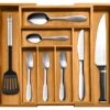 Bellemain Expandable Bamboo Drawer Organizer - Large Kitchen Utensil Holder For Cutlery, Silverware, Flatware Storage - Utensil Organizer For Kitchen Drawers, Desk, Junk Drawer Organizer Tray, 8-Slot