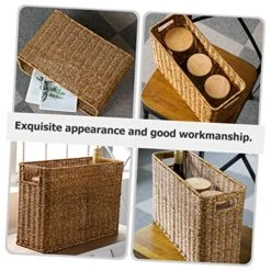 GARVALON Magazine Newspaper Basket Rattan Storage Basket Plastic Baskets Bin Magazine Basket Plastic Garbage Can Woven Storage Baskets Kids For Girls Woven Desktop Basket Home Supplies 10 GARVALON Magazine Newspaper Basket Rattan Storage Basket Plastic Baskets Bin Magazine Basket Plastic Garbage Can Woven Storage Baskets Kids For Girls Woven Desktop Basket Home Supplies -GENERIC Shop 512moJKHZHL