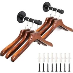 Sumnacon 2 Pcs 7.7 Inch Industrial Pipe Clothes Bar - Heavy Duty Rustic Metal Coat Hanger With Screws, Wall-Mounted Garment Holder Rack For Bedroom/Bathroom/Cabinet/Boutique/Clothing Store, Black -GENERIC Shop 512yA7lzIML