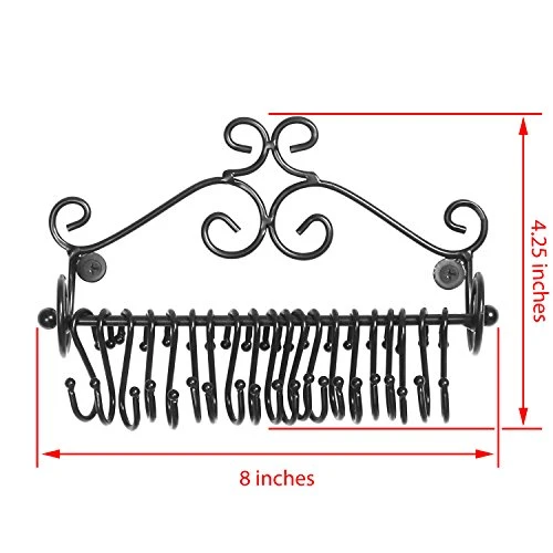 MyGift Jewelry Organizer - Wall Mounted Black Metal Scrollwork Design Necklace Holder Jewelry Display Storage Rack With 20 Hanging S-Hooks 5 MyGift Jewelry Organizer - Wall Mounted Black Metal Scrollwork Design Necklace Holder Jewelry Display Storage Rack With 20 Hanging S-Hooks - Image 5