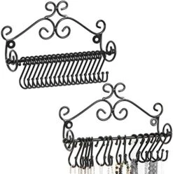 MyGift Jewelry Organizer - Wall Mounted Black Metal Scrollwork Design Necklace Holder Jewelry Display Storage Rack With 20 Hanging S-Hooks 15 MyGift Jewelry Organizer - Wall Mounted Black Metal Scrollwork Design Necklace Holder Jewelry Display Storage Rack With 20 Hanging S-Hooks -GENERIC Shop 513PumnWrSL. AC