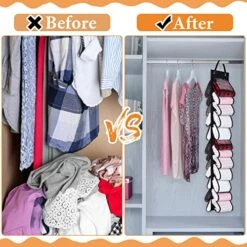 2 Pcs Yoga Legging Storage Space Saving Bag Storage Hanger Foldable Bags Organizer Hanging Closet Organizer Portable Purse Holder With 24 Roll Independent Compartments For Rolls Clothes Jeans, Black -GENERIC Shop 513o5077TRL