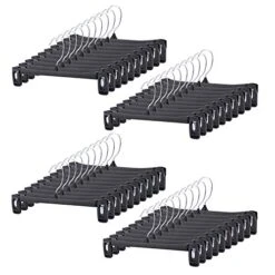 Tosnail 40 Pack 12 Inch Black Plastic Skirt Pants Clothes Hangers With Non-Slip Big Clips And Swivel Hook