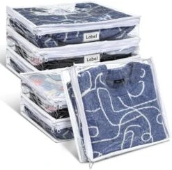 6 Pieces Zippered Storage Bags Clear Sweater Storage Bag PVC Plastic Storage Bags For Blankets Clothes Closet Quilt Pillow Bed Sheet Organizer With Zipper And Label (14.2 X 12 X 3.2 Inch) 15 6 Pieces Zippered Storage Bags Clear Sweater Storage Bag PVC Plastic Storage Bags For Blankets Clothes Closet Quilt Pillow Bed Sheet Organizer With Zipper And Label (14.2 X 12 X 3.2 Inch) -GENERIC Shop 5142baJG8UL. AC