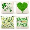 4TH Emotion Spring St. Patrick's Day Throw Pillow Covers Farmhouse Cushion Case For Sofa Couch 18 X 18 Inches Polyester Linen Set Of 4