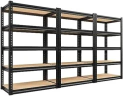REIBII Garage Shelving Heavy Duty Storage Shelves 1500 LBS 5-Tier Metal Shelving For Garage Storage Shelves Heavy Duty Shelving Unit Adjustable Storage Shelving For Pantry Warehouse Basement Black -GENERIC Shop 514FsjqbnzL. AC