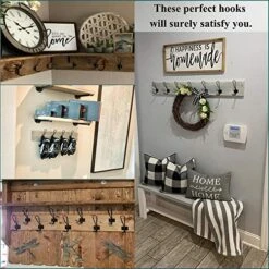 Rustic Entryway Hooks-12 Pack Farmhouse Hooks With Metal Screws Included,Black Decorative Wall Mounted Rustic Coat Hooks Rack, Double Vintage Organizer Hanging Wire Hook Clothes Hanger… -GENERIC Shop 514xh9xESAL