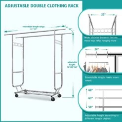 Raybee Clothes Rack Heavy Duty Holds 610 Lbs Rolling Clothing Racks For Hanging Clothes Portable Clothes Rack Metal Clothing Rack With Wheels Collapsible & Commercial Garment Rack Heavy Duty -GENERIC Shop 515TP7ZXIZL