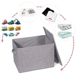 TENABORT 5 Pack Large Foldable Storage Box With Lids Fabric Storage Cube Organizer Cloth Containers Bins Baskets For Closet Clothes Clothing Bed Room -GENERIC Shop 515ZxohGffL