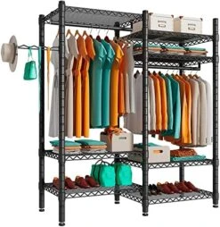 PUNION Clothing Rack 7 Tiers Heavy Duty Clothes Rack With 2 Hanging Rods, Wire Garment Racks For Hanging Clothes, Large Portable Metal Wardrobe Clothes, 48"L X 16"W X 71"H, Max Load 620lbs Black, GR7E 10 PUNION Clothing Rack 7 Tiers Heavy Duty Clothes Rack With 2 Hanging Rods, Wire Garment Racks For Hanging Clothes, Large Portable Metal Wardrobe Clothes, 48"L X 16"W X 71"H, Max Load 620lbs Black, GR7E -GENERIC Shop 515bMZgd4L. AC
