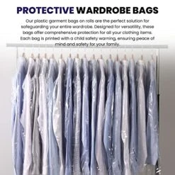 Norton Supply Dry Cleaning Poly Bags - Transparent Plastic Garment Cover, 40" Long, 100 Gauge Thickness, Suit Packing, Travel & Laundry Clothes Closet Hanging -GENERIC Shop 515dljgRdyL