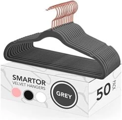 Smartor White Velvet Hangers 50 Pack Felt Hangers Non Slip Rose Gold Hook Flocked Hangers Heavy Duty Adult Hanger For Coat, Suit -GENERIC Shop 5163W2m9yhL. AC