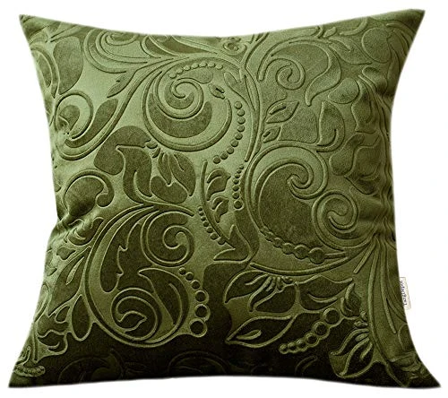 TangDepot Heavy Velvet Embossing Throw Pillow Cover, Classis Floral Anaglyph Velvet Fabric, Decorative Pillow Cover, Indoor/Outdoor Pillows Shell, Cushion Cover - (18" X 18", C17 Green) 1 TangDepot Heavy Velvet Embossing Throw Pillow Cover, Classis Floral Anaglyph Velvet Fabric, Decorative Pillow Cover, Indoor/Outdoor Pillows Shell, Cushion Cover - (18" X 18", C17 Green)