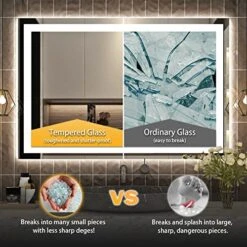 48''x32'' LED Bathroom Mirror With Front + Backlit, Tempered Glass Bathroom Mirror With Lights, Anti-Fog, 3 Colors With Stepless Dimmable Memory Bathroom Vanity Mirror For Wall, Shatterproof -GENERIC Shop 516YHNIMUAL