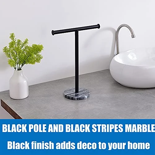 Neutral Brand Countertop Towel Rack With Heavy Marble Base T-Shape Bathroom Hand Towel Holder Stand SUS304 Stainless Steel, Dual Washcloth Display (Black) 5 Neutral Brand Countertop Towel Rack With Heavy Marble Base T-Shape Bathroom Hand Towel Holder Stand SUS304 Stainless Steel, Dual Washcloth Display (Black) - Image 5