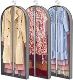 40" Garment Bags, Clear Moth Proof Suits Covers With 4" Gussetes, For Hanging Clothes Closet Storage Travel, Plastic Protector For Coat, Jacket, Sweater, Shirts, 3 Packs -GENERIC Shop 516isLjXStL. AC