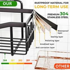 Rustproof Shower Caddy - Easy To Install Shower Shelves - Self Adhesive Bathroom Shower Organizer - Durable Shower Shelf For Inside Shower - Large Capacity Shower Rack - Black Shower Caddy 9 Rustproof Shower Caddy - Easy To Install Shower Shelves - Self Adhesive Bathroom Shower Organizer - Durable Shower Shelf For Inside Shower - Large Capacity Shower Rack - Black Shower Caddy -GENERIC Shop 516nnZpFsTL