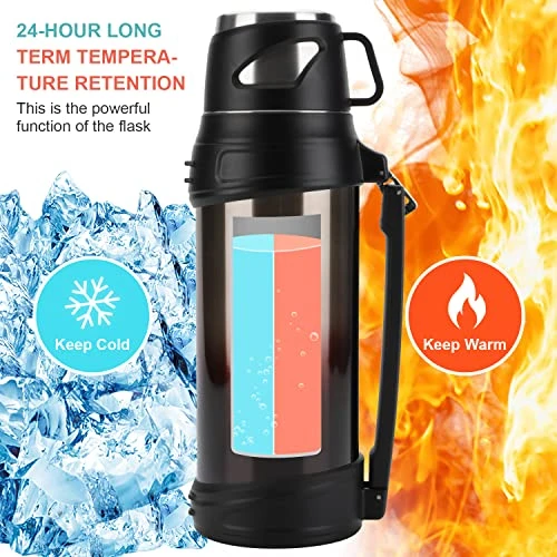 Comvi 68oz Large Coffee Thermus For Travel - 24 Hours Hot & Cold Flasks For Hot And Cold Drinks, Stainless Steel, Vacuum Insulated Flask With 2 Cups For Hiking & Camping For Men/Women - Coffee 1 Comvi 68oz Large Coffee Thermus For Travel - 24 Hours Hot & Cold Flasks For Hot And Cold Drinks, Stainless Steel, Vacuum Insulated Flask With 2 Cups For Hiking & Camping For Men/Women - Coffee