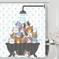 Funny Cat Shower Curtain, Goth Shower Curtain, Satanic Cat Pentagram Death Black Metal Durable Bathroom Curtains Waterproof Polyester Fabric Shower Curtains With 12 Hooks,60X90IN Black Red -GENERIC Shop 517hsGkvtVL. AC