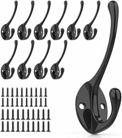 PRIGVOT 12PCS Heavy Duty Double Prong Coat Hooks | Bookbag Hooks | Wall Hooks | Metal Coat Hooks | Robe Hooks | Coffee Mug Hooks With 50 Pieces Screws For Kitchen, Grocery Room, Bedroom -GENERIC Shop 517nEUyEq7L. AC