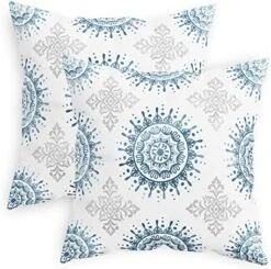 CaliTime Throw Pillow Cases Pack Of 2 Cozy Fleece Mandala Floral Medallion Compass Decorative Cushion Covers For Couch Bed Sofa Farmhouse Decoration 18 X 18 Inches Sage Green Grey -GENERIC Shop 5182ncZNTL. AC