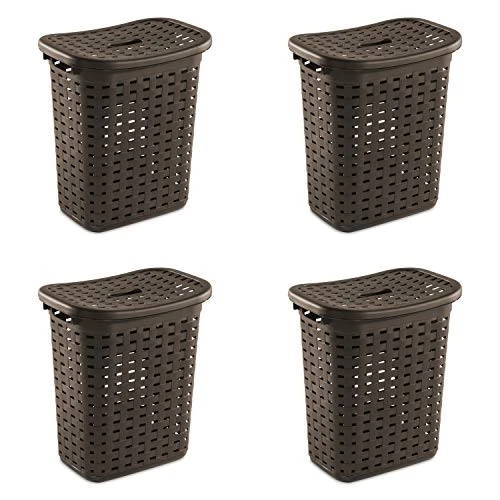 Sterilite 12766P04 Weave Laundry Hamper, Espresso, 4-Pack 2 Sterilite 12766P04 Weave Laundry Hamper, Espresso, 4-Pack - Image 2
