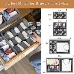15 Pack Underwear Drawer Organizer Sock Dividers, 3 Inches High Foldable Cabinet Closet Storage Fabric Dresser Basket Organization Bins Storage Boxes For Clothing, Socks, Bras,Ties, Underwear Gray 11 15 Pack Underwear Drawer Organizer Sock Dividers, 3 Inches High Foldable Cabinet Closet Storage Fabric Dresser Basket Organization Bins Storage Boxes For Clothing, Socks, Bras,Ties, Underwear Gray -GENERIC Shop 5197FhvCbxL
