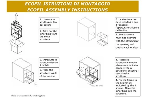 Elletipi PF01 34A2 Pull-Out Differentiated Waste Bin For Base Unit 3 Elletipi PF01 34A2 Pull-Out Differentiated Waste Bin For Base Unit - Image 3