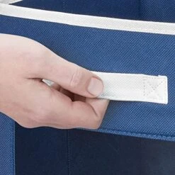 MDesign Fabric Nursery/Playroom Closet Storage Organizer Bin Box With Front Handle/Window For Cube Furniture Shelving Units, Hold Toys, Clothes, Diapers, Bibs, Jane Collection, 6 Pack, Navy Blue/White -GENERIC Shop 519PQUElxoL