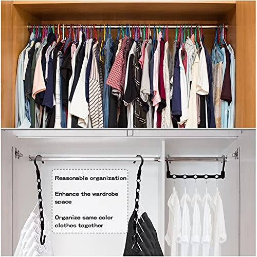 Closet Organizer,12 Pack Stronger Closet Organizers And Storage Clothes Hanger With 5 Holes Closet Storage For Heavy Clothes,College Dorm Room Essentials Magic Closet Organization Space Saving Hangers 2 Closet Organizer,12 Pack Stronger Closet Organizers And Storage Clothes Hanger With 5 Holes Closet Storage For Heavy Clothes,College Dorm Room Essentials Magic Closet Organization Space Saving Hangers - Image 2