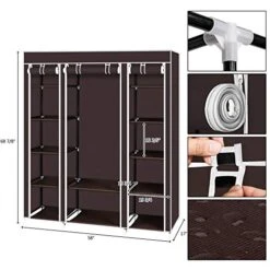 WiCCI 69" Portable Clothes Closet Wardrobe Storage Organizer With Non-Woven Fabric Quick And Easy To Assemble Extra Strong And Durable Dark Brown For Bedroom,Entrance,Living Room 16 WiCCI 69" Portable Clothes Closet Wardrobe Storage Organizer With Non-Woven Fabric Quick And Easy To Assemble Extra Strong And Durable Dark Brown For Bedroom,Entrance,Living Room -GENERIC Shop 51AMm6joDNL
